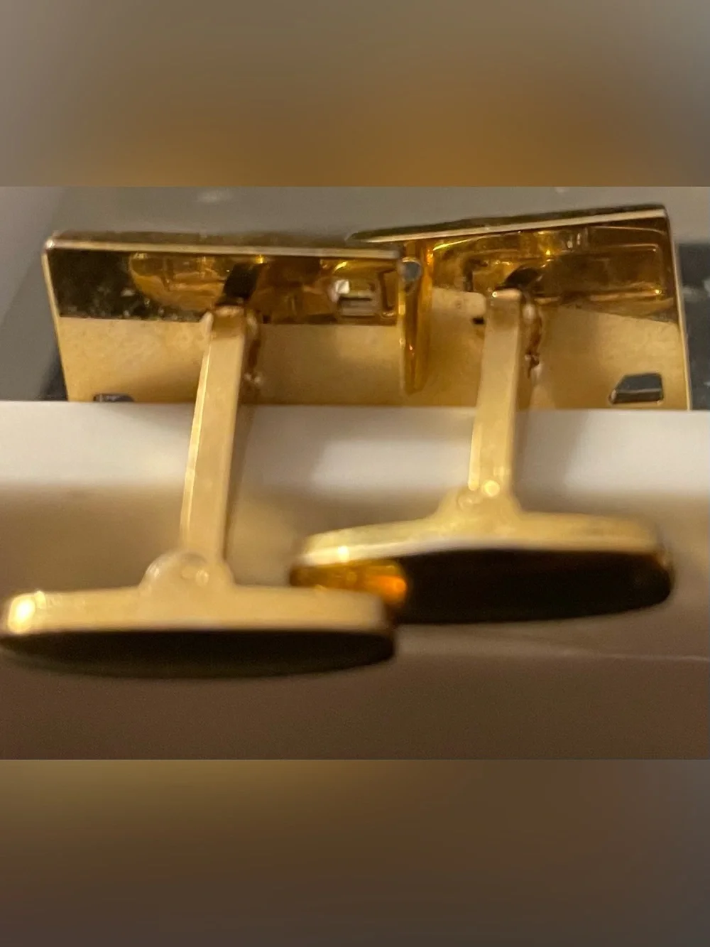 Yves Saint Laurent Gold and Black Rectangular Cufflinks